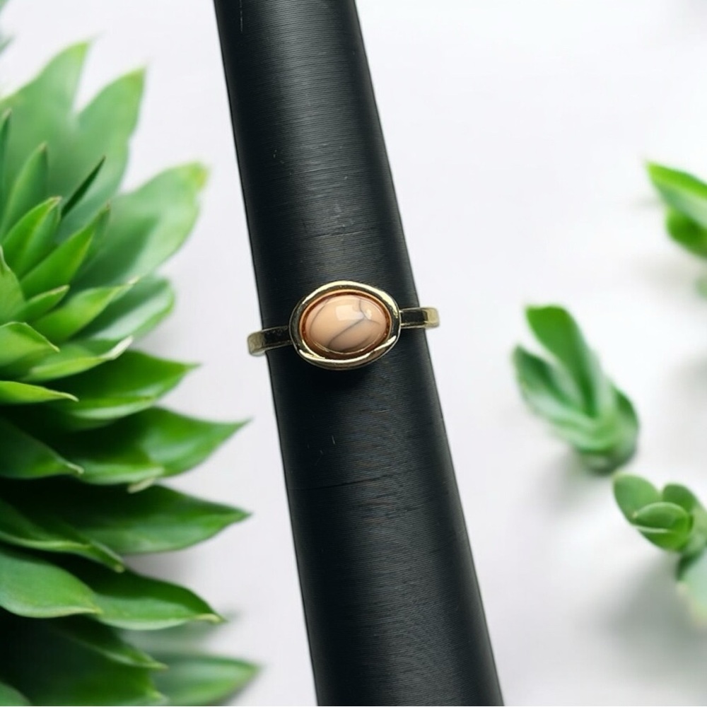 Coral Pink Marble Stone Ring